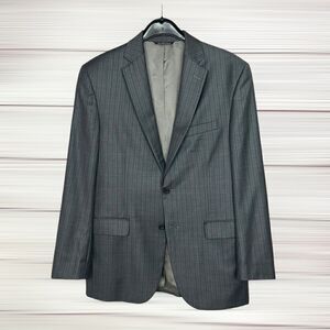 Jonathan Ogilvy Loro Piana Fitted Gray Striped Wool Suit Jacket Blazer 41R